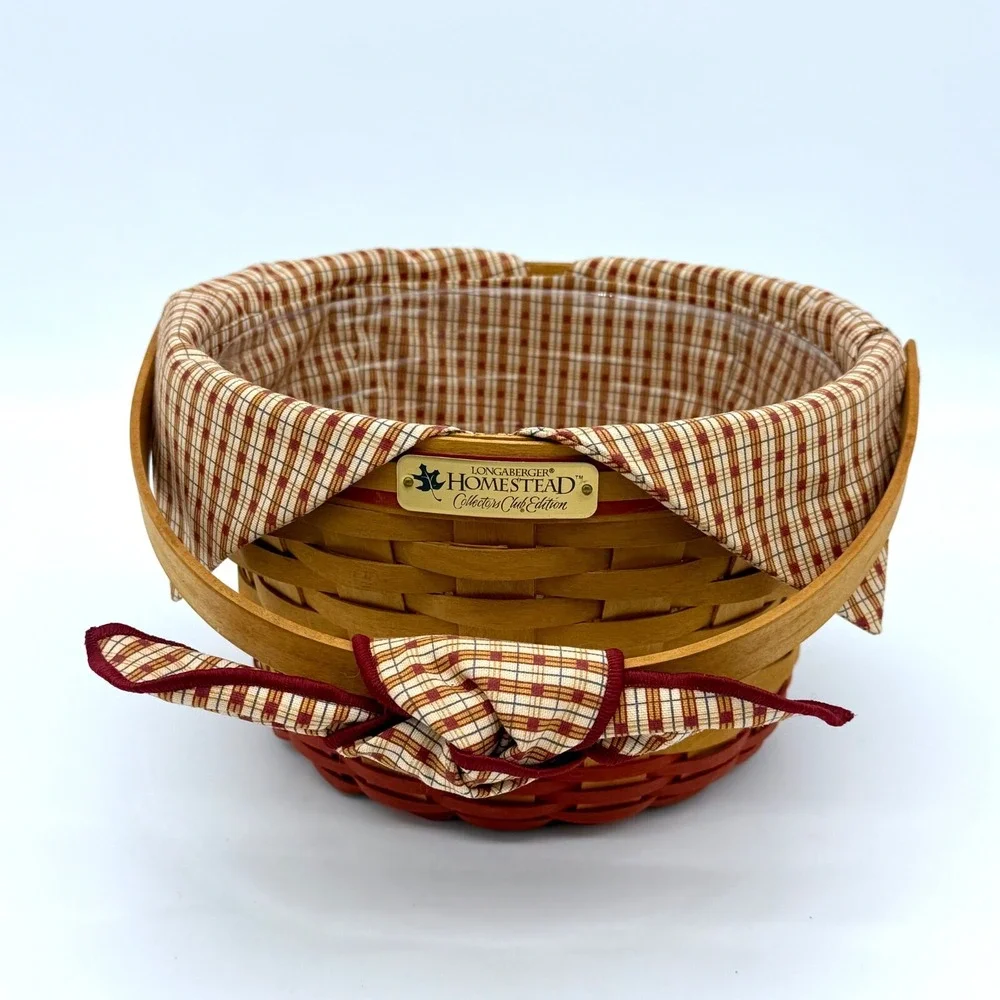 Longaberger 1999 Collectors Club HOMESTEAD Basket Combo liner, & Handle Tie